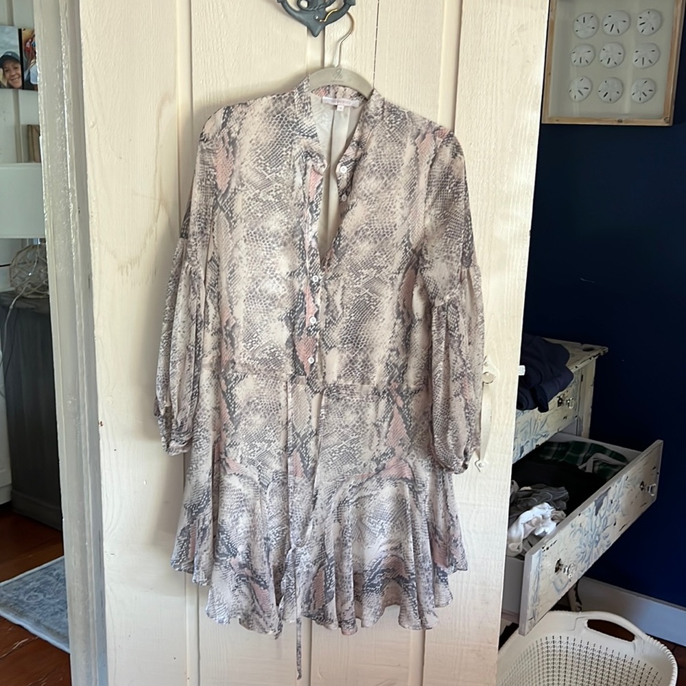 Snakeskin blouse with cinched waist